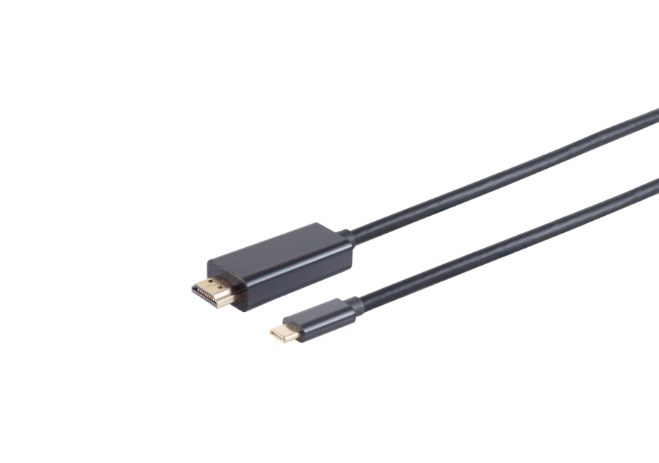 Bayko BASIC HDMI/USB-C 3.1 Anschlusskabel Stecker/Stecker, 4K 30 Hz, schwarz, 1,0m