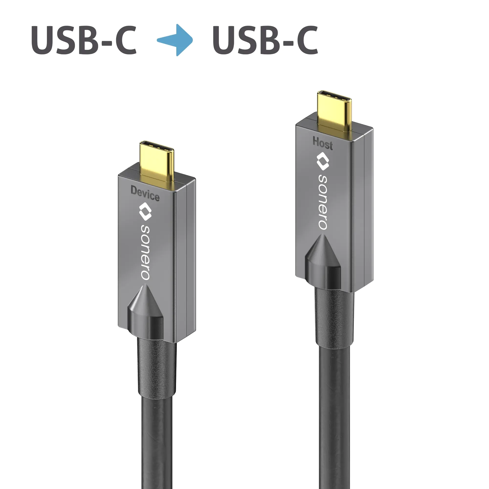 Sonero Aktives USB-C auf USB-C Glasfaser Kabel 3.2 Gen 2x1, 3A/20V/PD 60W, 5G, 5,00m