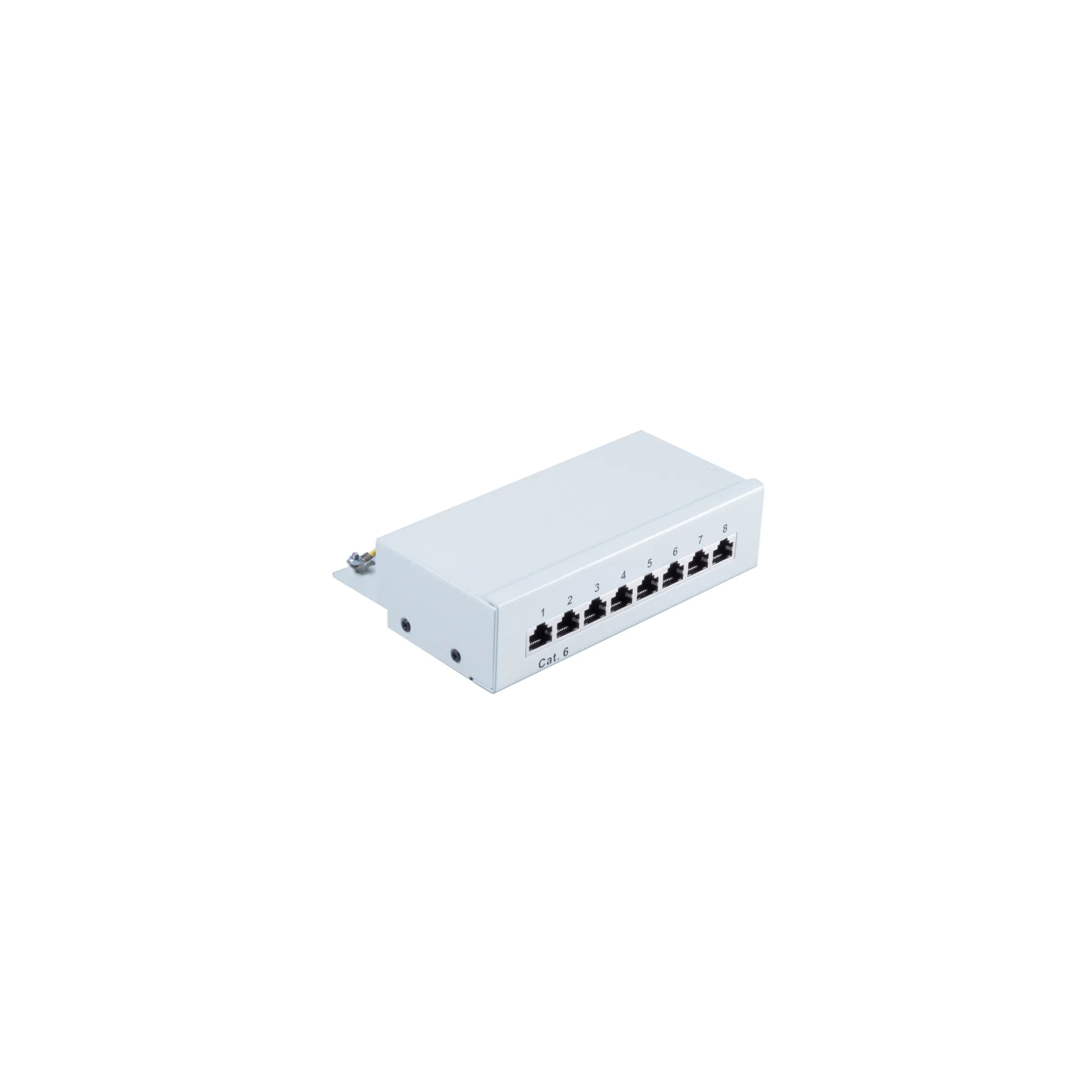 Bayko Patchfeld Mini Patchpanel Cat 6 Desktop 8 Port lichtgrau