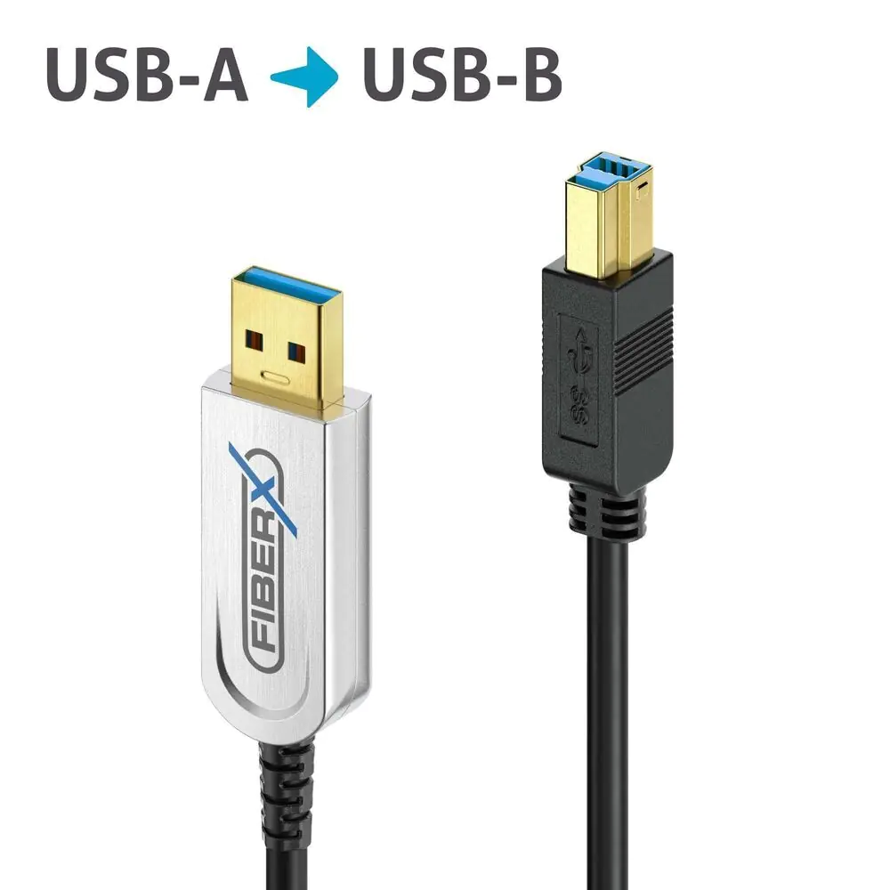 Purelink FiberX Serie, USB 3.1 Glasfaser Kabel USB-A auf USB-B, 5m