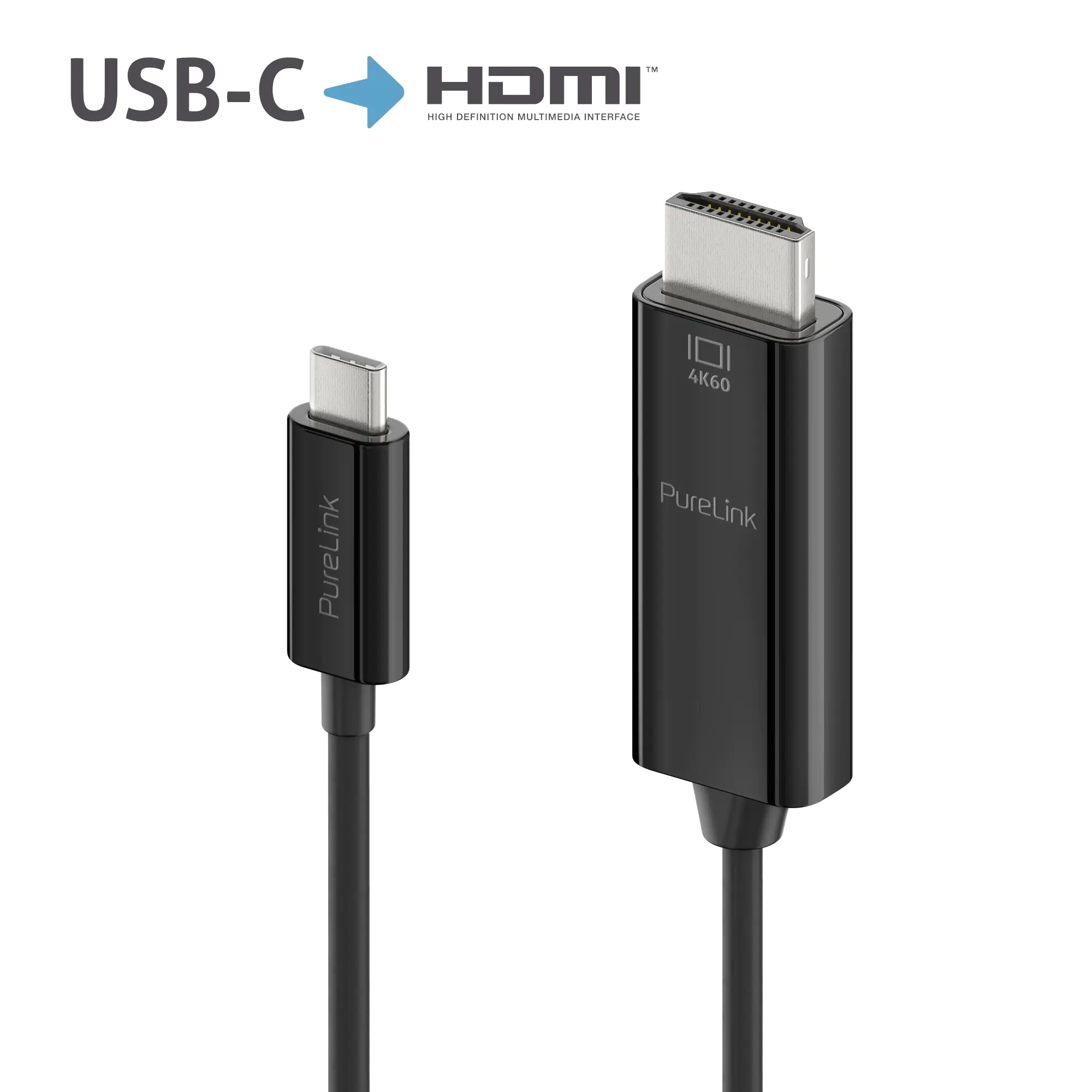 Purelink USB-C auf HDMI Kabel, 4K60 iSerie, schwarz, 3,00m