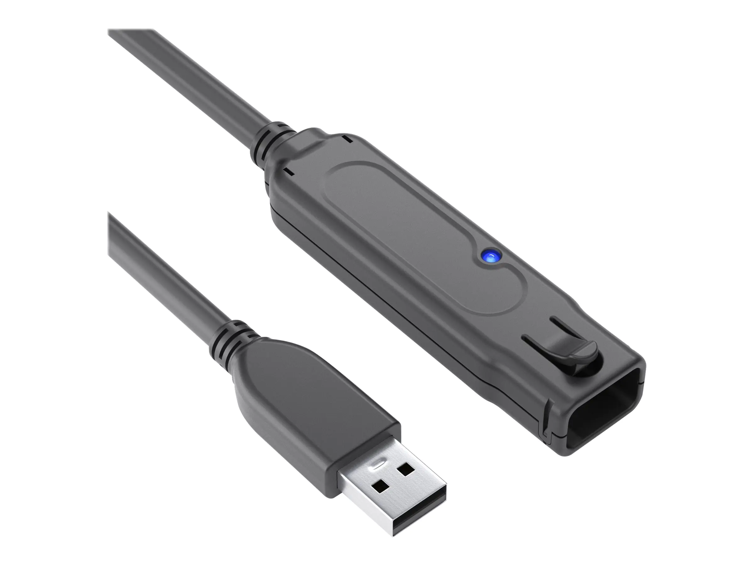 PureLink - USB-Verlängerungskabel - USB Typ A (M) zu USB Typ A (W) Verriegelung - USB 3.1 Gen1 - 5 V - 1.5 A - 10 m - geformt, rund, aktiv - Schwarz