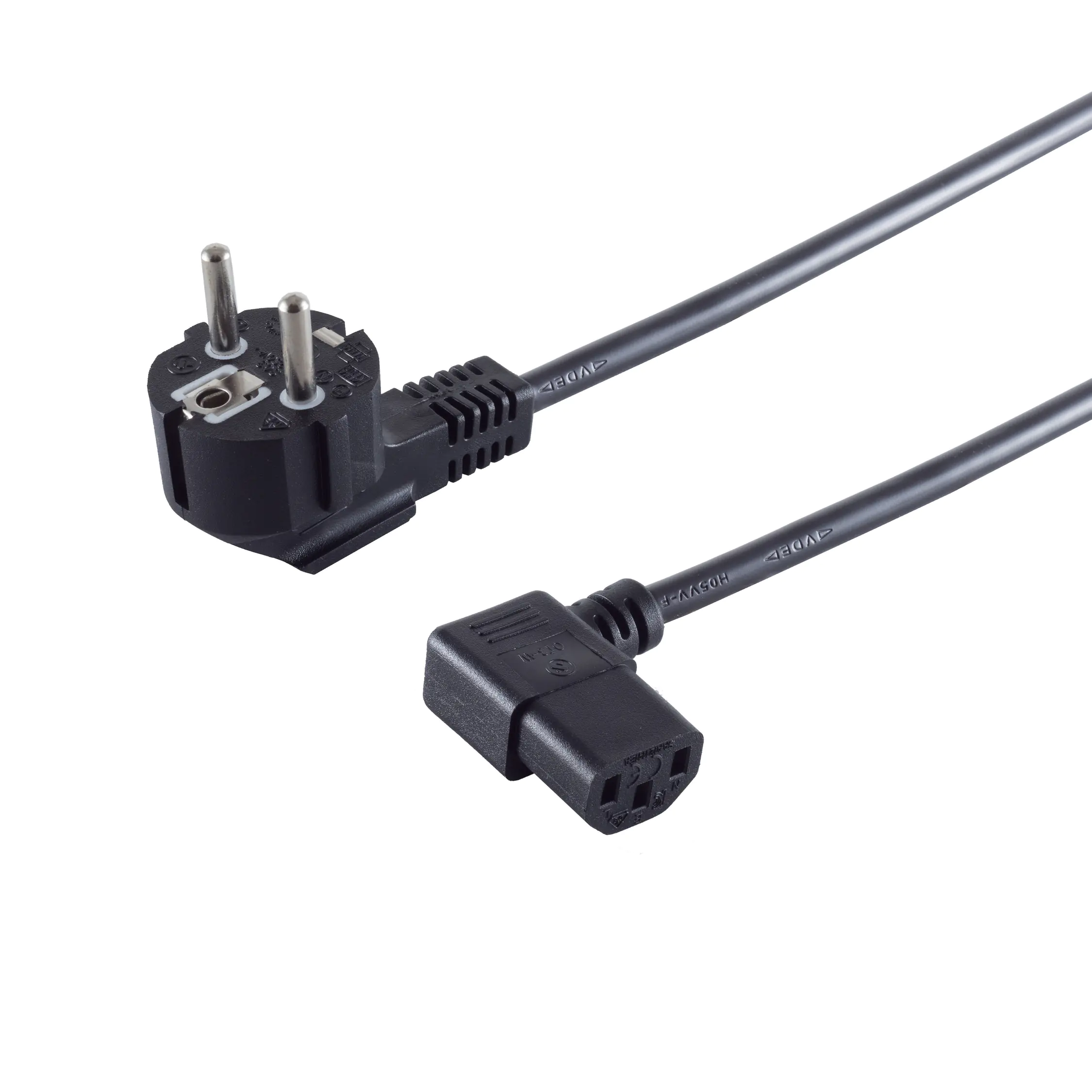 Bayko Netzanschlusskabel Schutzkontaktstecker 90° auf C13 winkel, VDE, schwarz, 1,8m