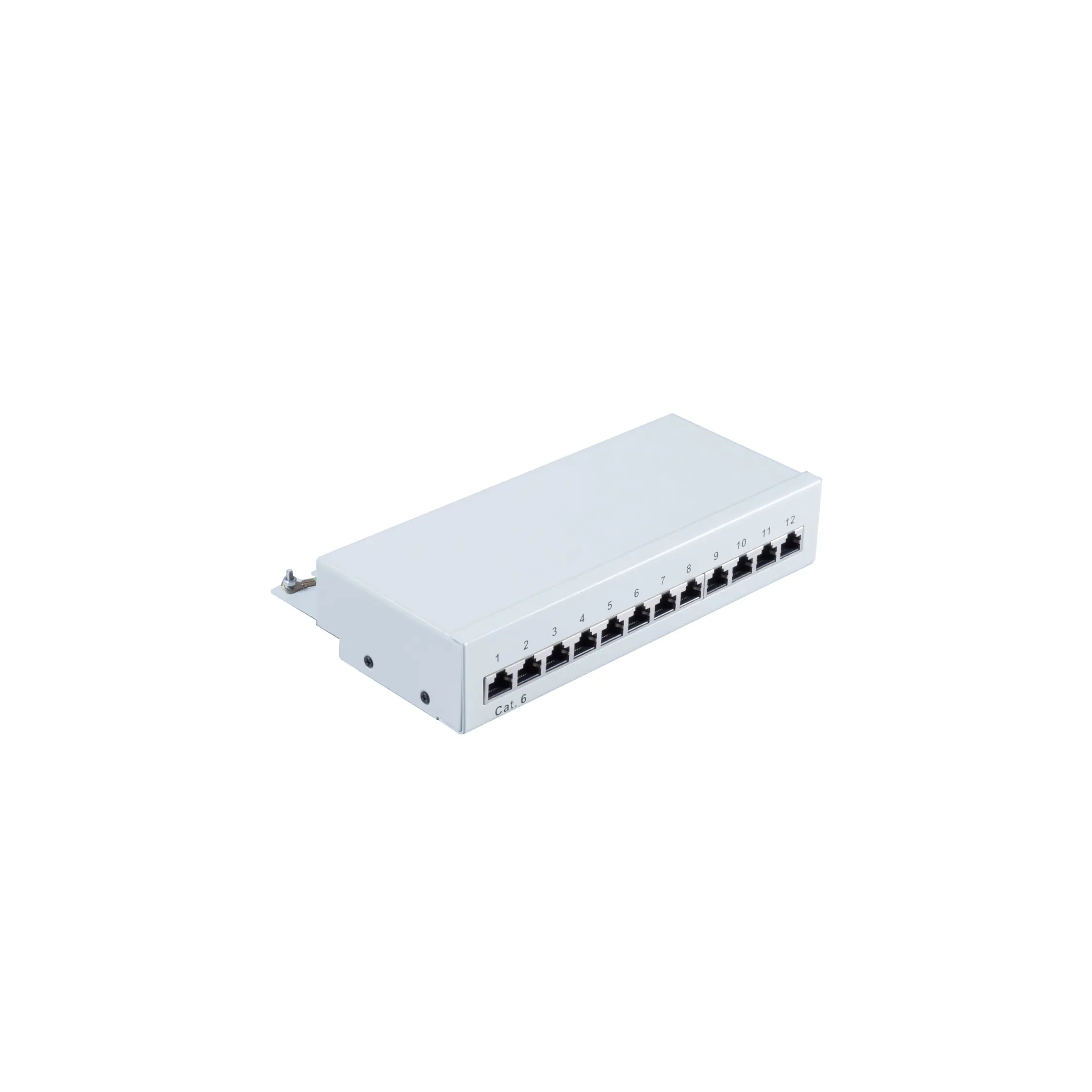 Bayko Patchfeld Mini Patchpanel Cat 6 Desktop  12 Port licthgrau