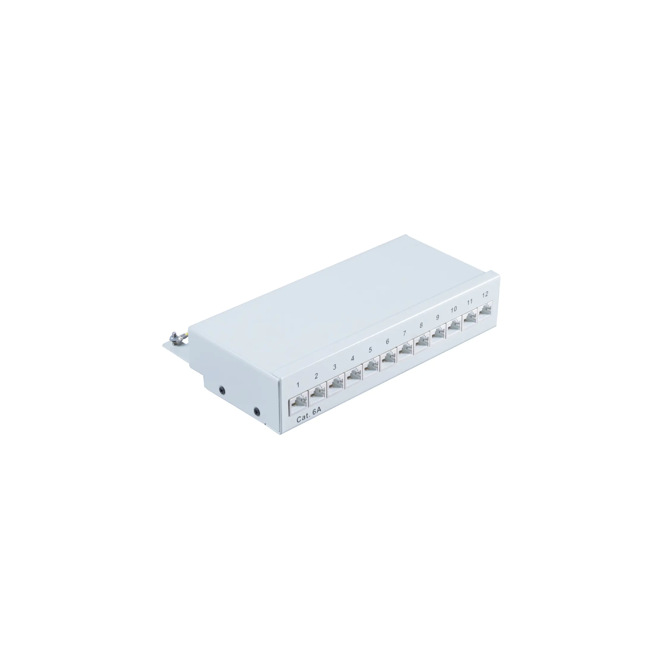 Bayko Patchfeld Mini Patchpanel Cat 6A Desktop 500 MHz geschirmt, 12 Port lichtgrau