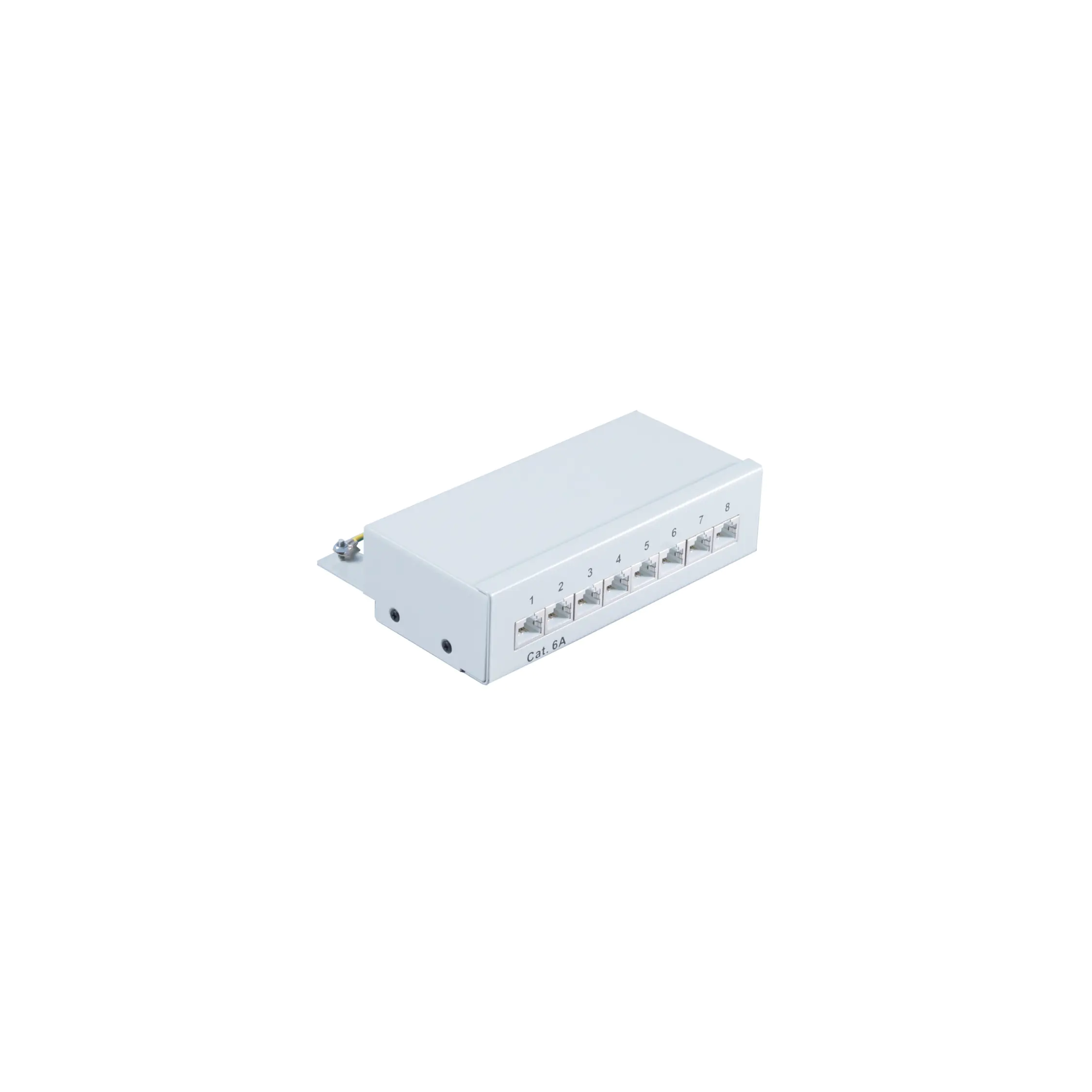 Bayko Patchfeld Mini Patchpanel Cat 6A Desktop 500 MHz geschirmt, 8 Port lichtgrau