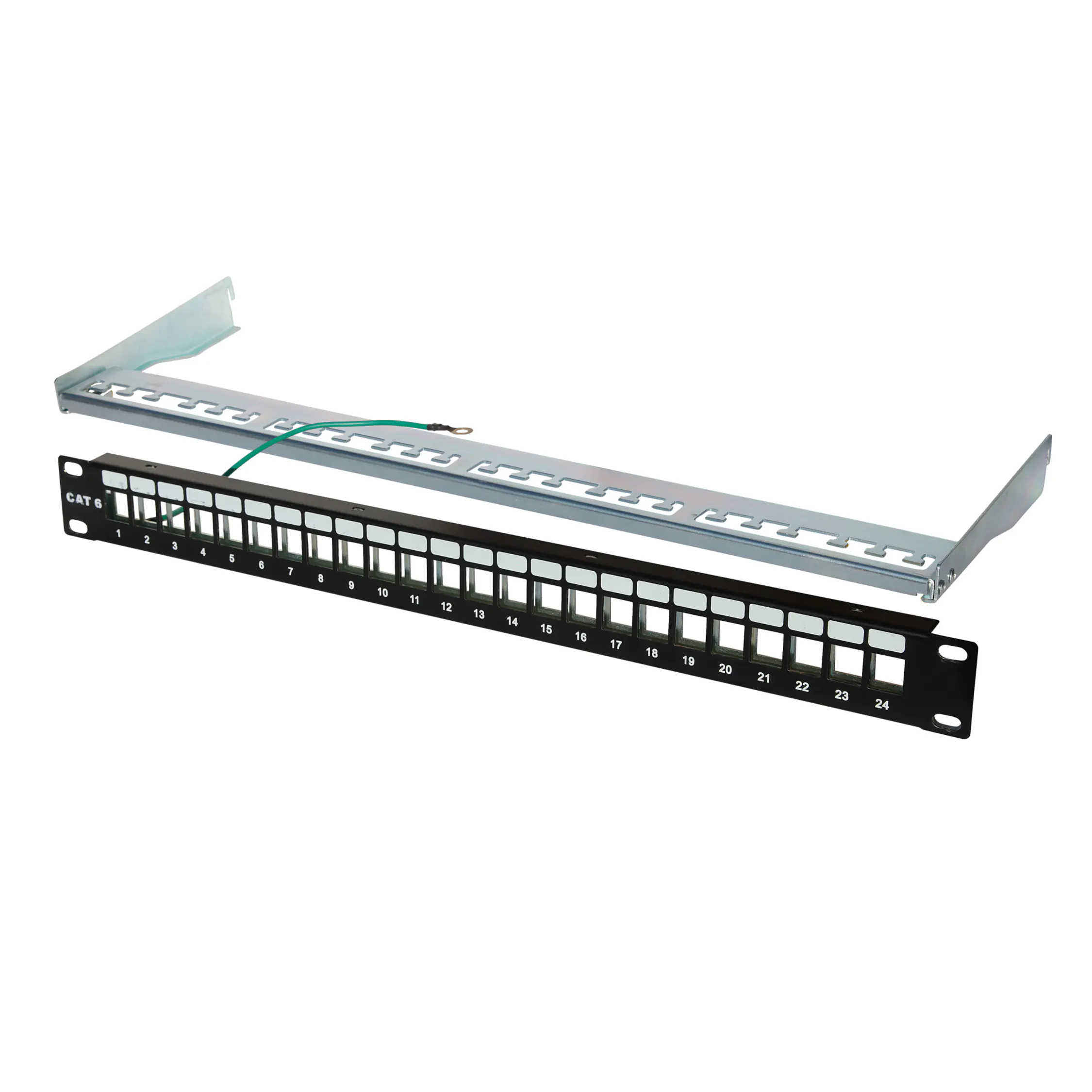 Bayko Patchfeld-19" Verteilerfeld unbestückt 24-Port, 1HE, für Keystone, schwarz