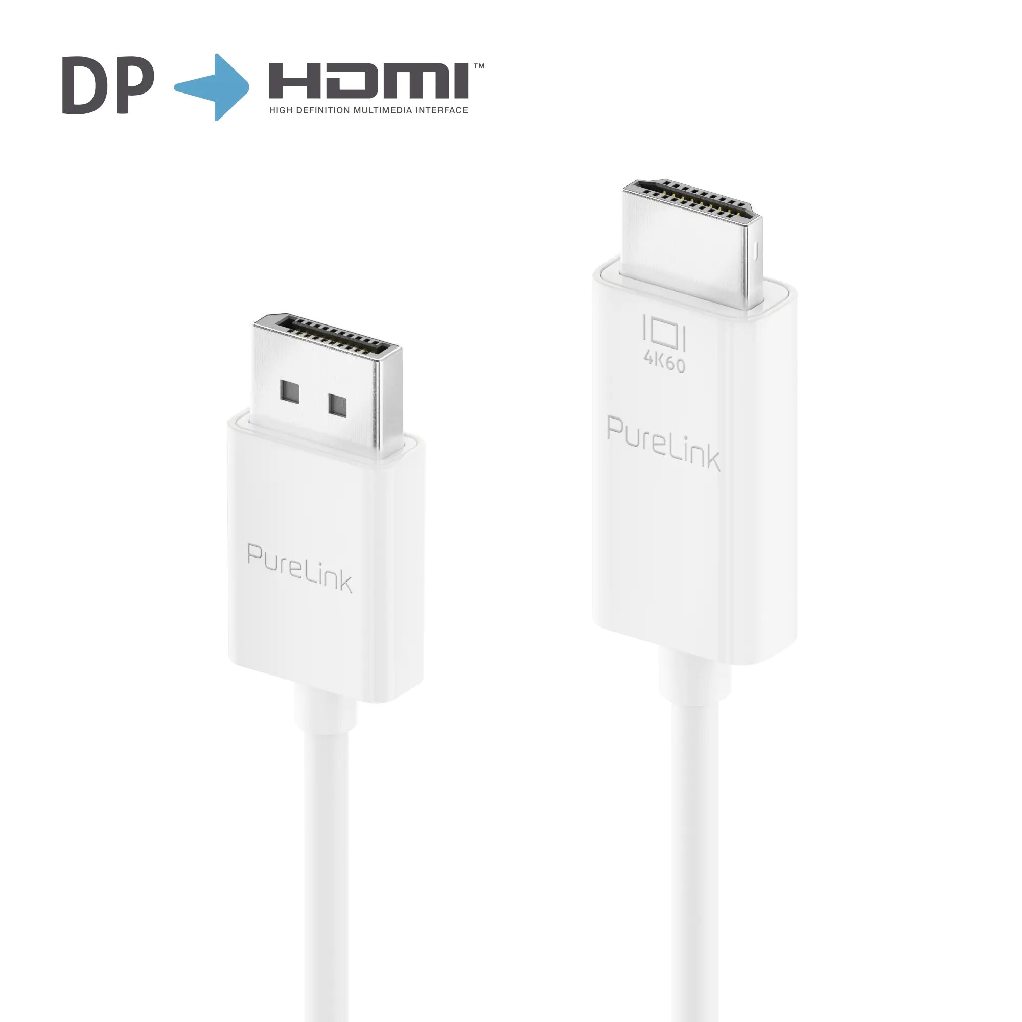 Purelink DisplayPort auf HDMI Kabel, 4K60 iSerie, weiß, 2,00m