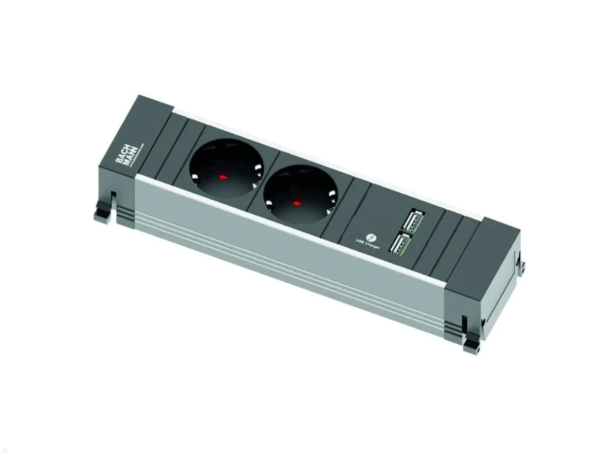 Bachmann POWER FRAME Steckdoseneinheit 2x Steckdose, USB-A-Charger