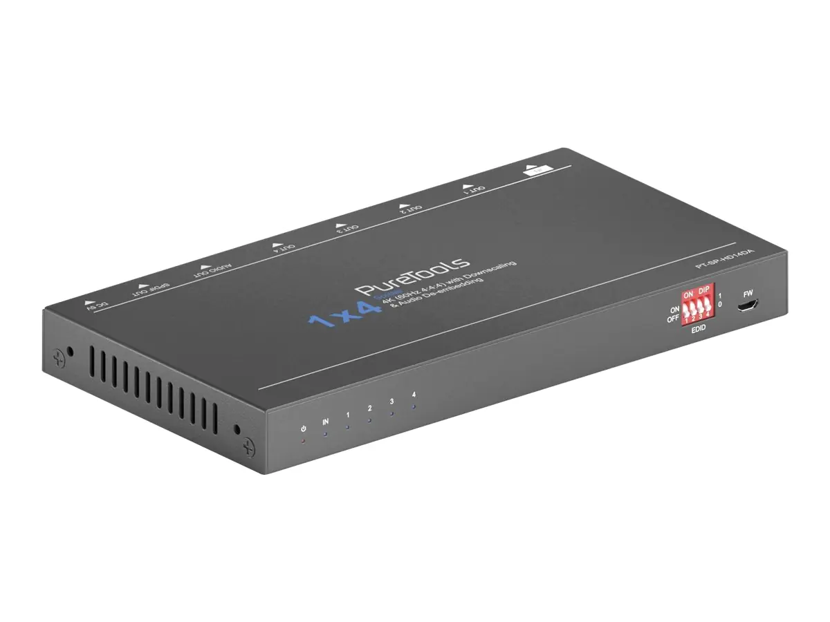 PureTools PT-SP-HD14DA - Video-/Audio-Splitter - 4 x HDMI - Desktop