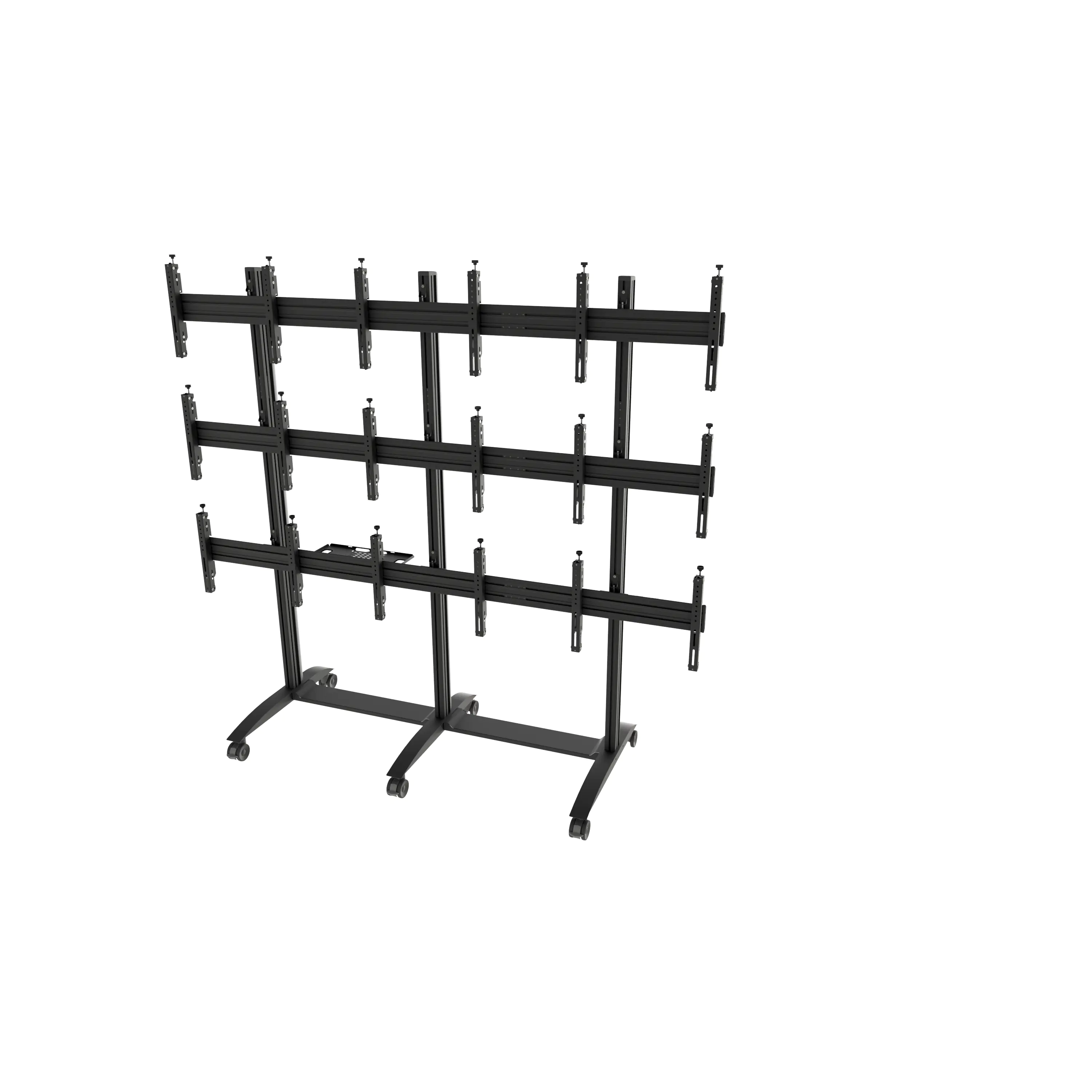 edbak - Mobiler Video-Wall Trolley, Modular 3x3 für 42"-47" Bildschirme, Querformat