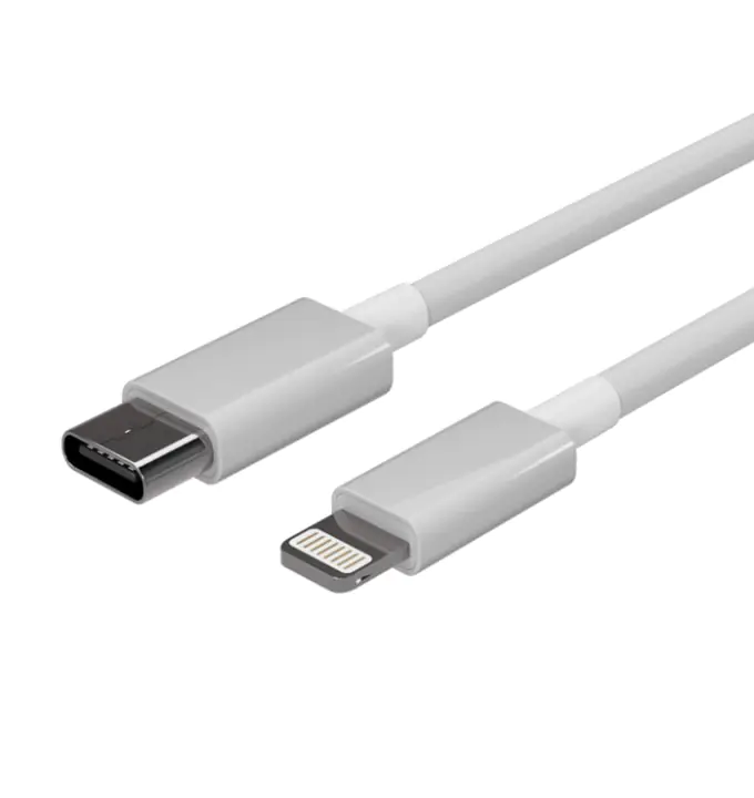 Bayko USB-C 2.0 Daten-Ladekabel, USB-C St./8-Pin St., 18W, TPE, weiß 1,0m