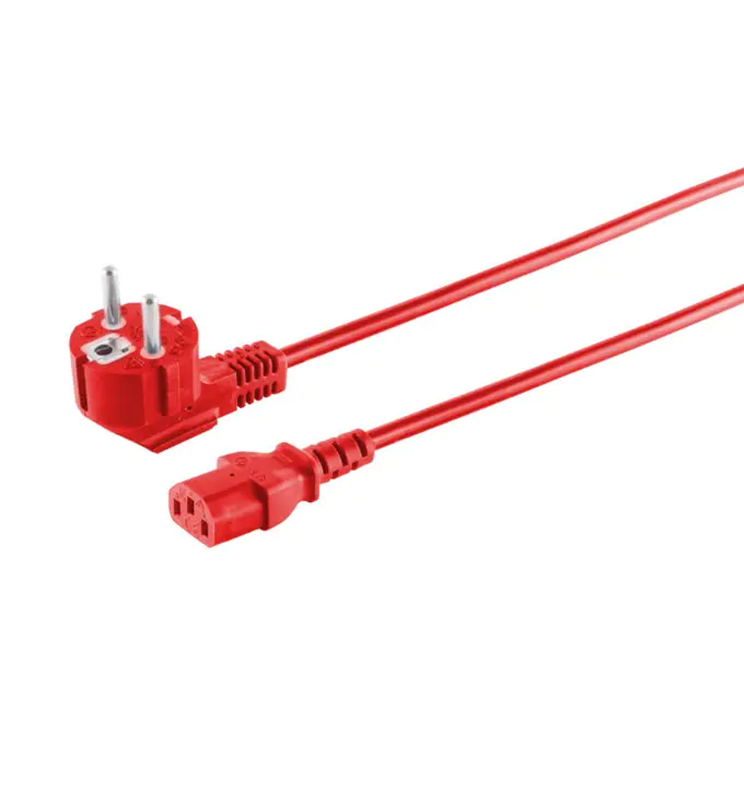 Bayko Netzanschlusskabel VDE Schutzkontaktstecker 90° auf C13, rot, 5,0m