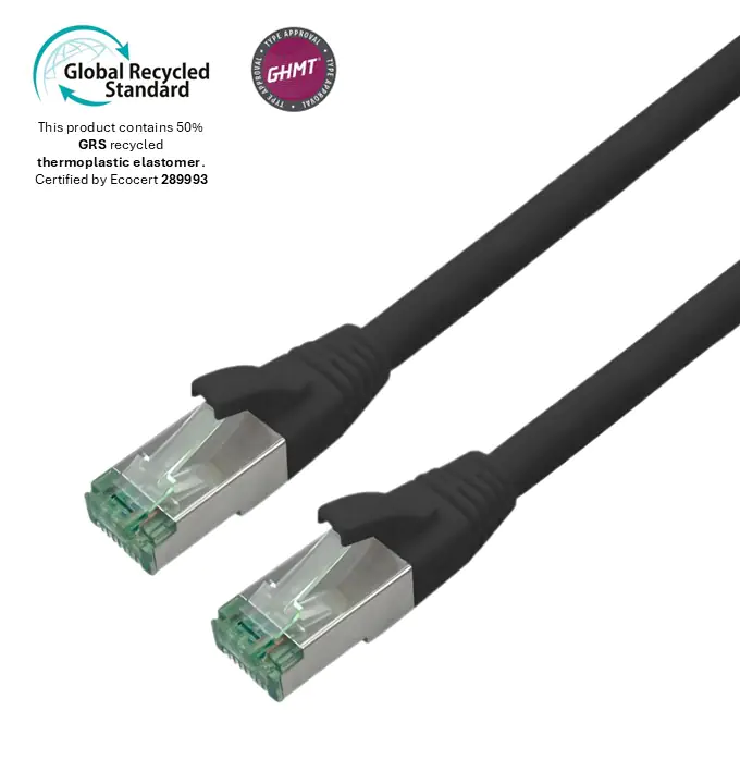 Bayko Patchkabel S/FTP TPE Cat 7 GHMT GRS-zertifiziert schwarz 2m