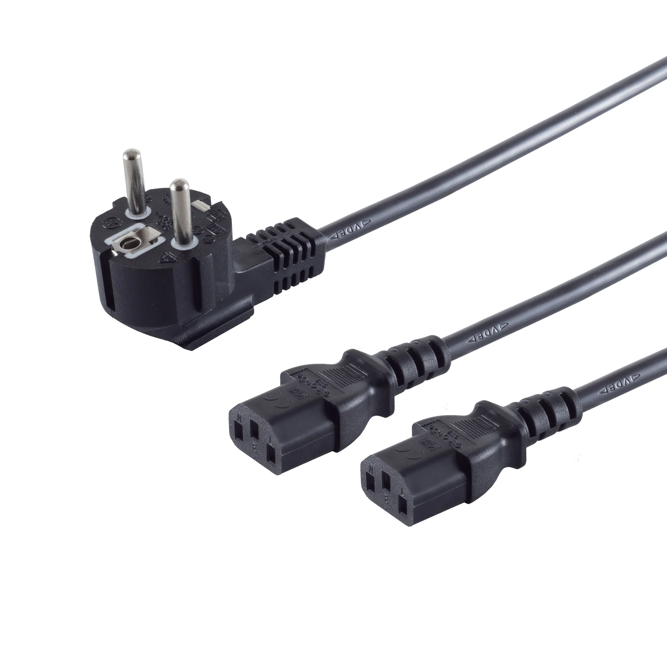 Bayko Y-Netzanschlusskabel Schutzkontaktstecker an 2x Kaltgerätebuchse, 1,8 m